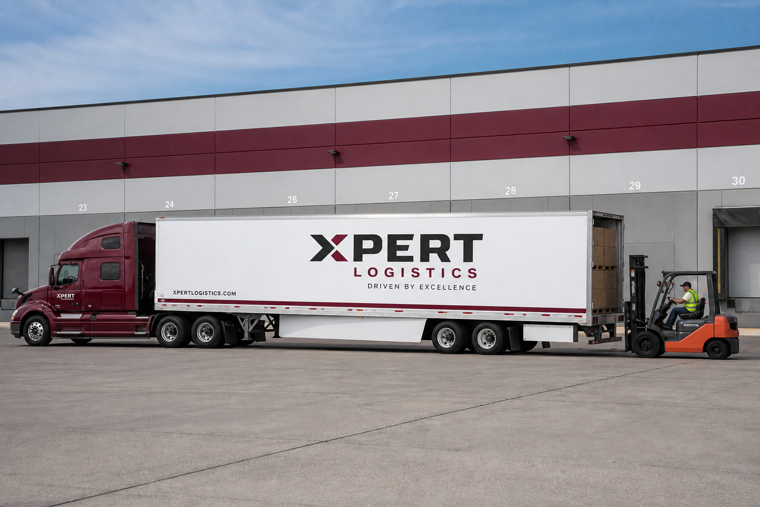 Operator after securing freight on Xpert trailer